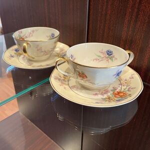 Vintage Theodore Haviland Limoges Soup Bowl w/ Matching Saucer Set of 2